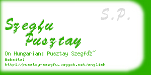 szegfu pusztay business card